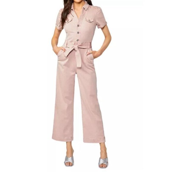 Paige Anthropologie Women's Anessa Jumpsuit Vintage Rouge Glow Size 10 Pink - Picture 1 of 16